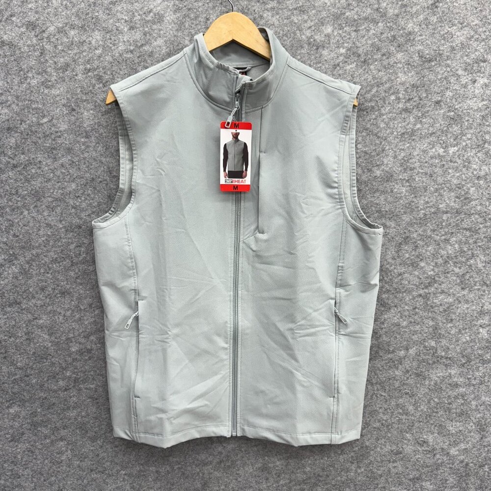 32 Degree Heat Men's Full Zip Vest 3 Zip Pockets Activewear, Gray, Size M, NEW